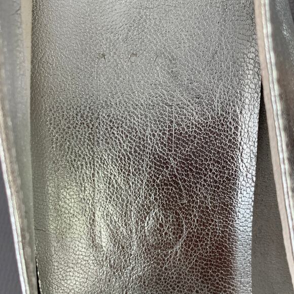 MARTINIANO Size 7.5 Metallic Silver Kidskin Leather Pointed Toe Pumps - Picture 7 of 10